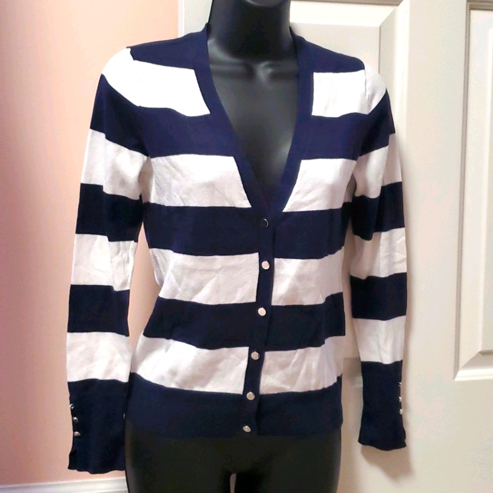 NY & Co V-neck Striped Sweater NWT